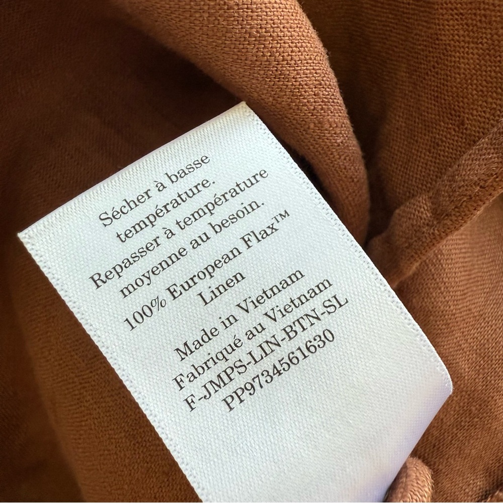 Everlane Linen Side Button Jumpsuit Brown Sz 6 - Picture 11 of 11